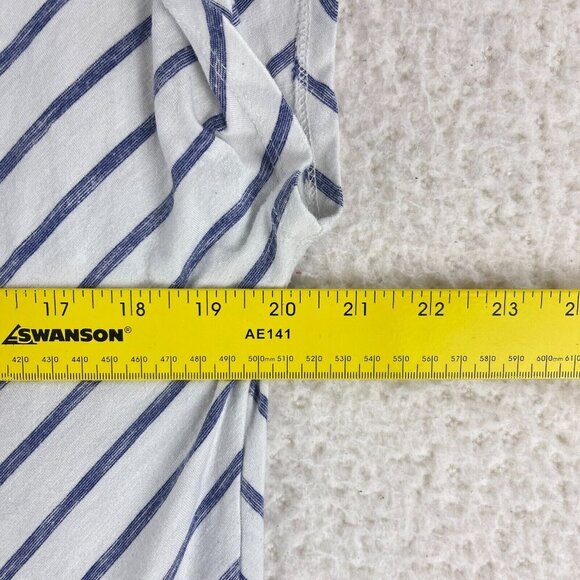 Chico's White Blue Striped Pullover Shirt Womens Stretch Short Sleeve Size Large - Picture 6 of 12